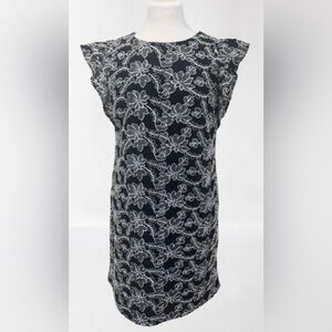 Ann Taylor Black and White Floral Lace Midi Dress